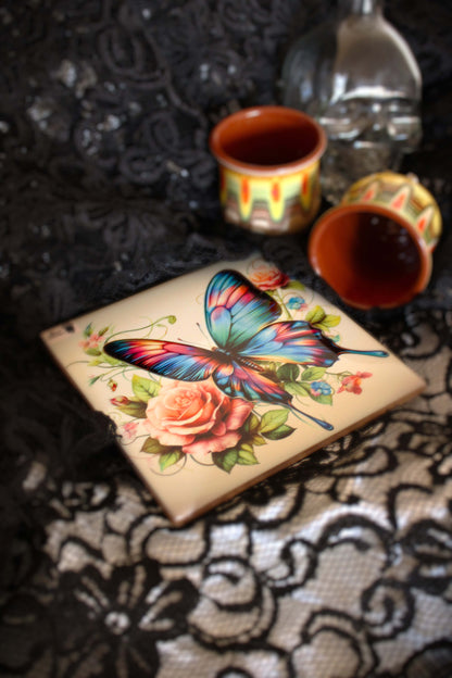 Tile with Butterfly